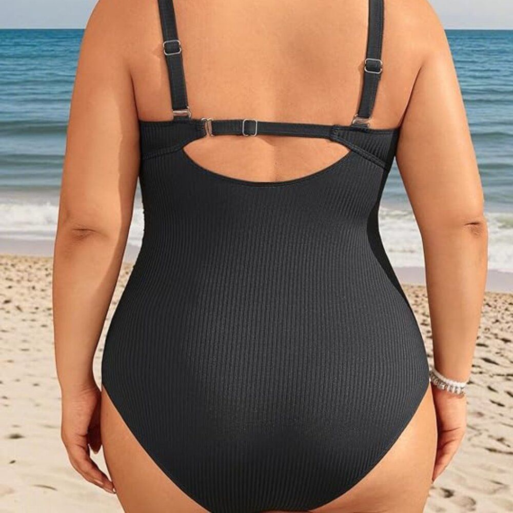 Womens 14W Plus Size One Piece Swimsuit for Women Tummy Control Bathingsuit - Picture 2 of 5